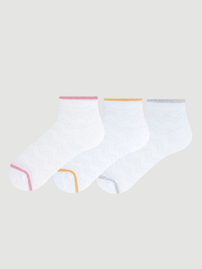 Self-patterned Girl's Booties Socks 3-pack