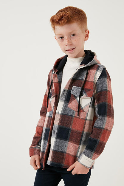 Hooded Double Pocket Plaid Winter Lumberjack Shirt CF24W81778