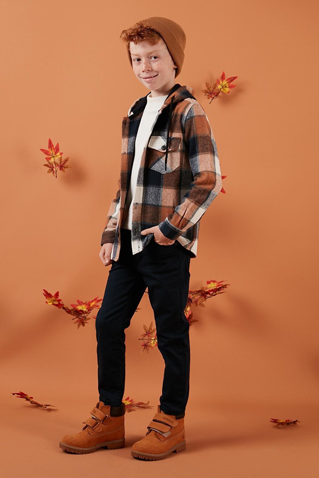 Hooded Double Pocket Plaid Winter Lumberjack Shirt CF24W81778