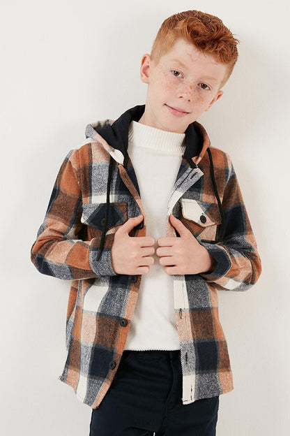 Hooded Double Pocket Plaid Winter Lumberjack Shirt CF24W81778