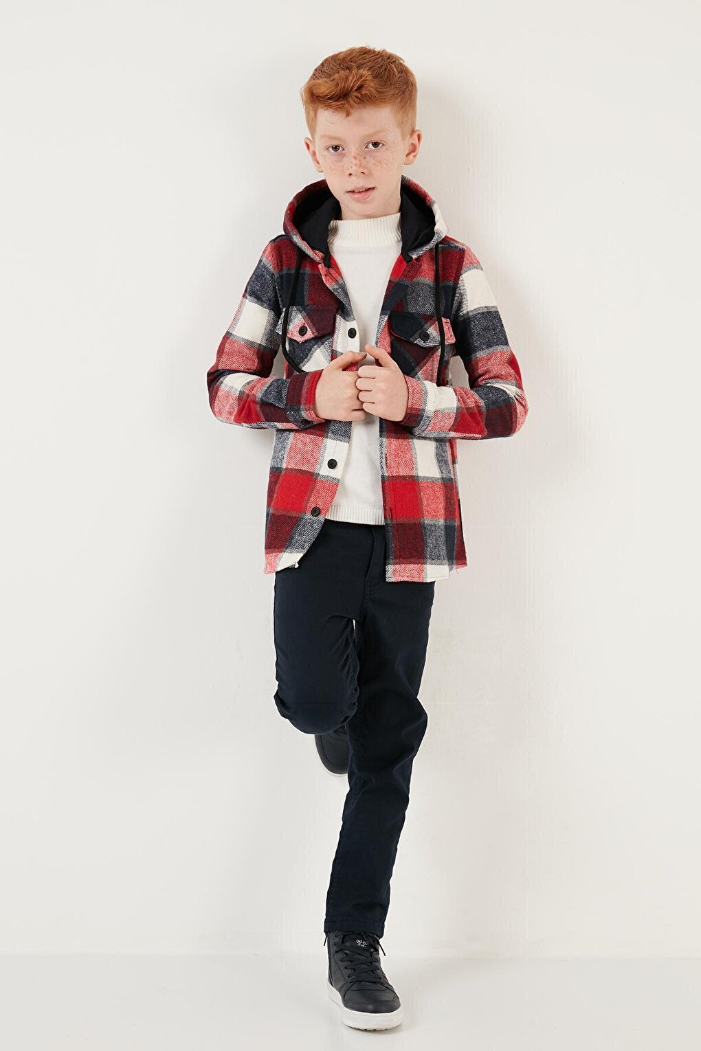 Hooded Double Pocket Plaid Winter Lumberjack Shirt CF24W81778