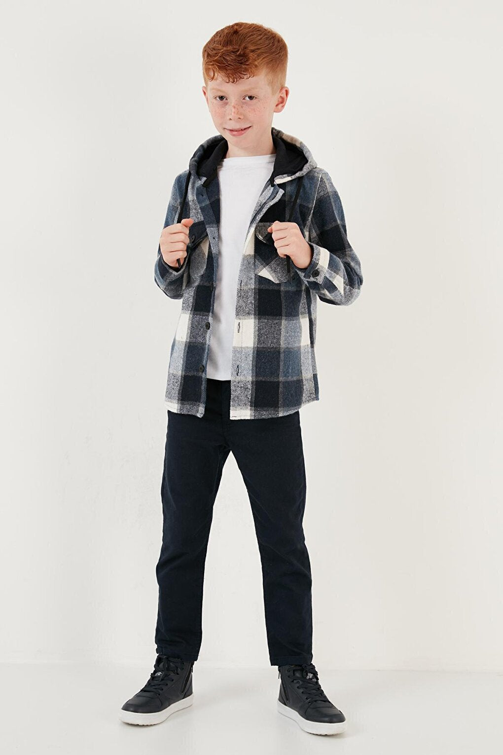 Hooded Double Pocket Plaid Winter Lumberjack Shirt CF24W81778