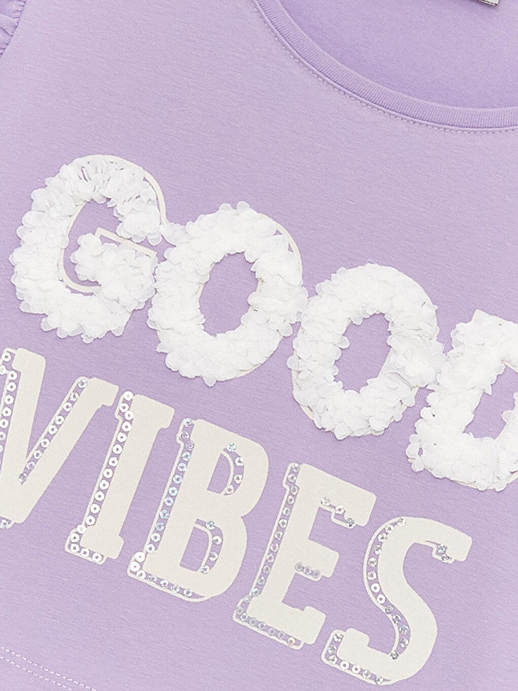 Girl's Ruffled Good Vibes T-Shirt