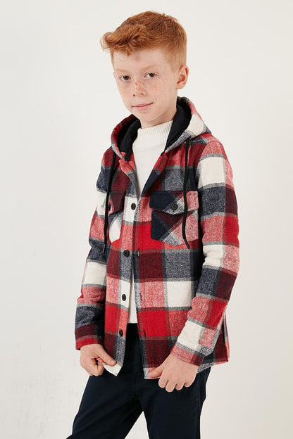 Hooded Double Pocket Plaid Winter Lumberjack Shirt CF24W81778