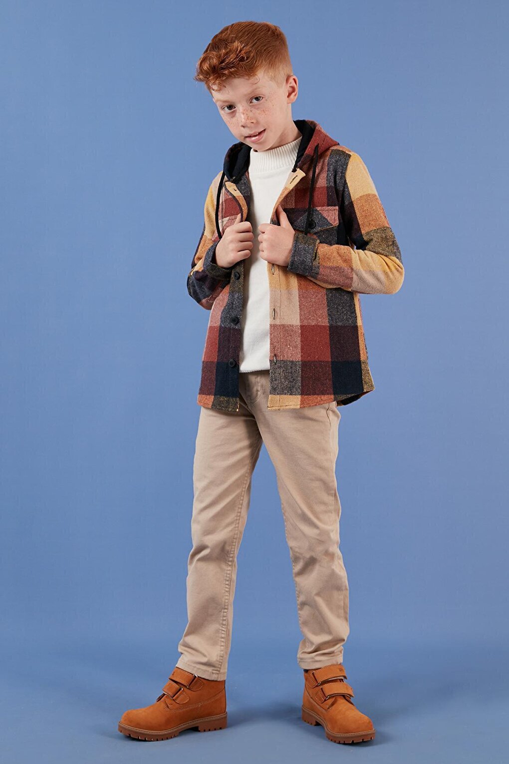 Hooded Double Pocket Plaid Winter Lumberjack Shirt CF24W81778