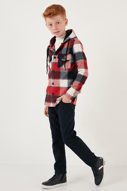 Hooded Double Pocket Plaid Winter Lumberjack Shirt CF24W81778