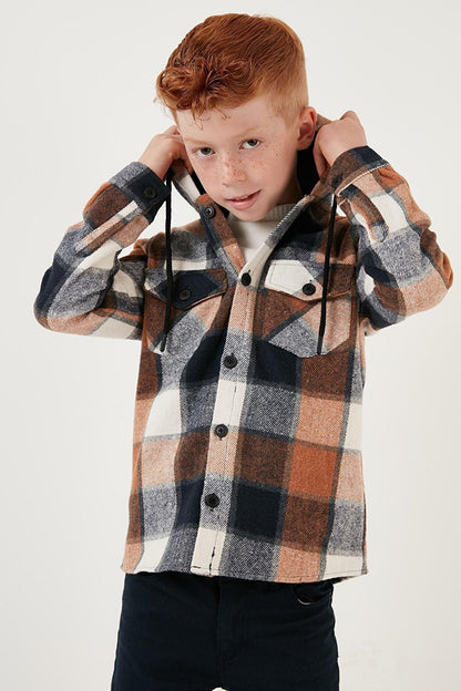 Hooded Double Pocket Plaid Winter Lumberjack Shirt CF24W81778