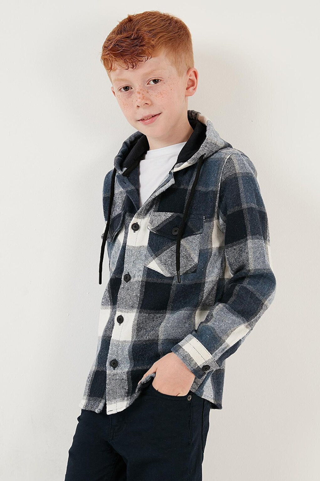 Hooded Double Pocket Plaid Winter Lumberjack Shirt CF24W81778