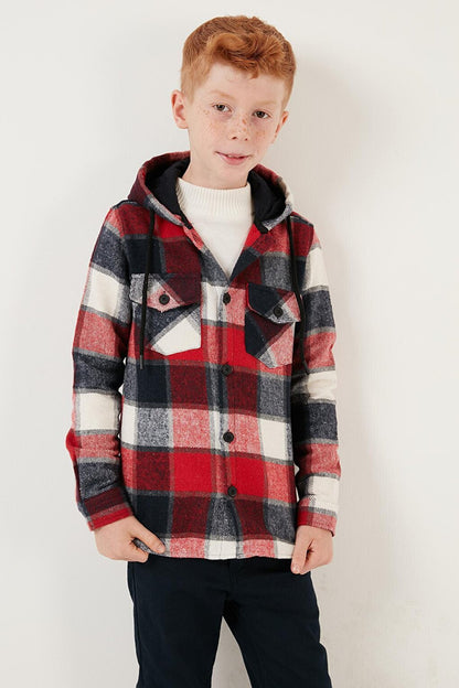 Hooded Double Pocket Plaid Winter Lumberjack Shirt CF24W81778