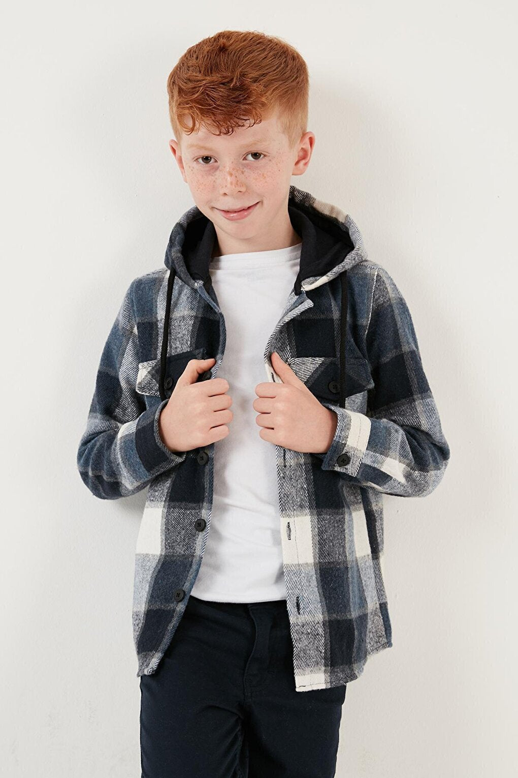 Hooded Double Pocket Plaid Winter Lumberjack Shirt CF24W81778