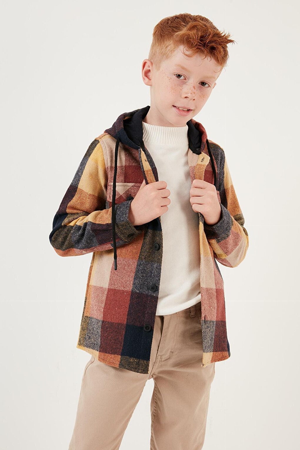 Hooded Double Pocket Plaid Winter Lumberjack Shirt CF24W81778