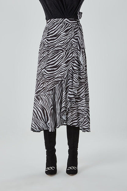 Flounced Zebra Black Skirt