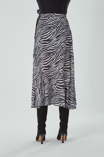 Flounced Zebra Black Skirt