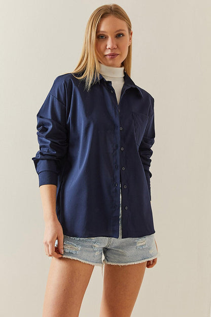 Navy Blue Buttoned Basic Shirt 4KXK2-47832-14