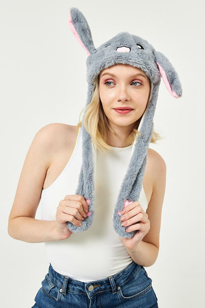 Rabbit Hat with Moving Ears, Gray with LEDs