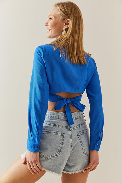 Saks Slim Fit Crop Shirt with Back Detail 4KXK2-47801-15