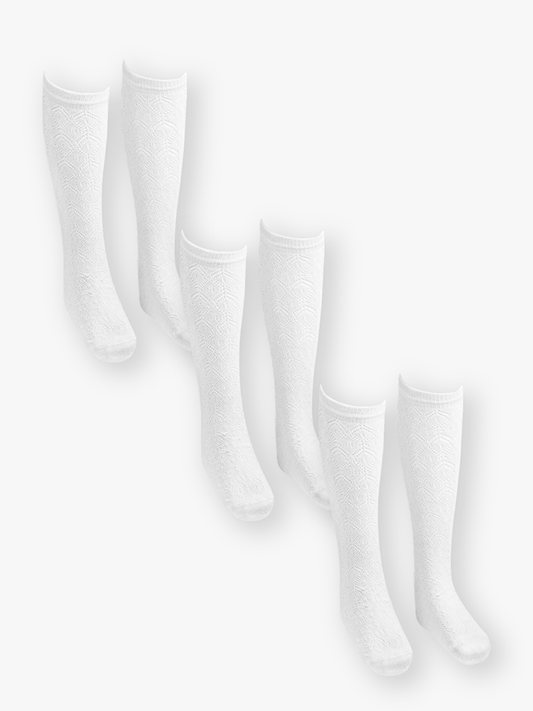 Self-patterned Girl's Knee-high Socks 3-pack