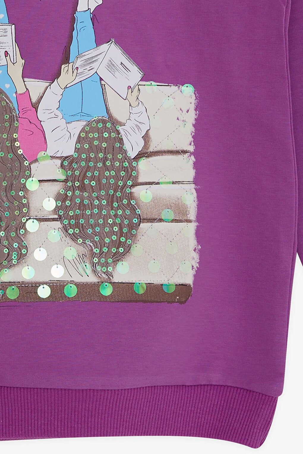 Girl's Sweatshirt Girl Printed Sequin Purple (Age 12-14)