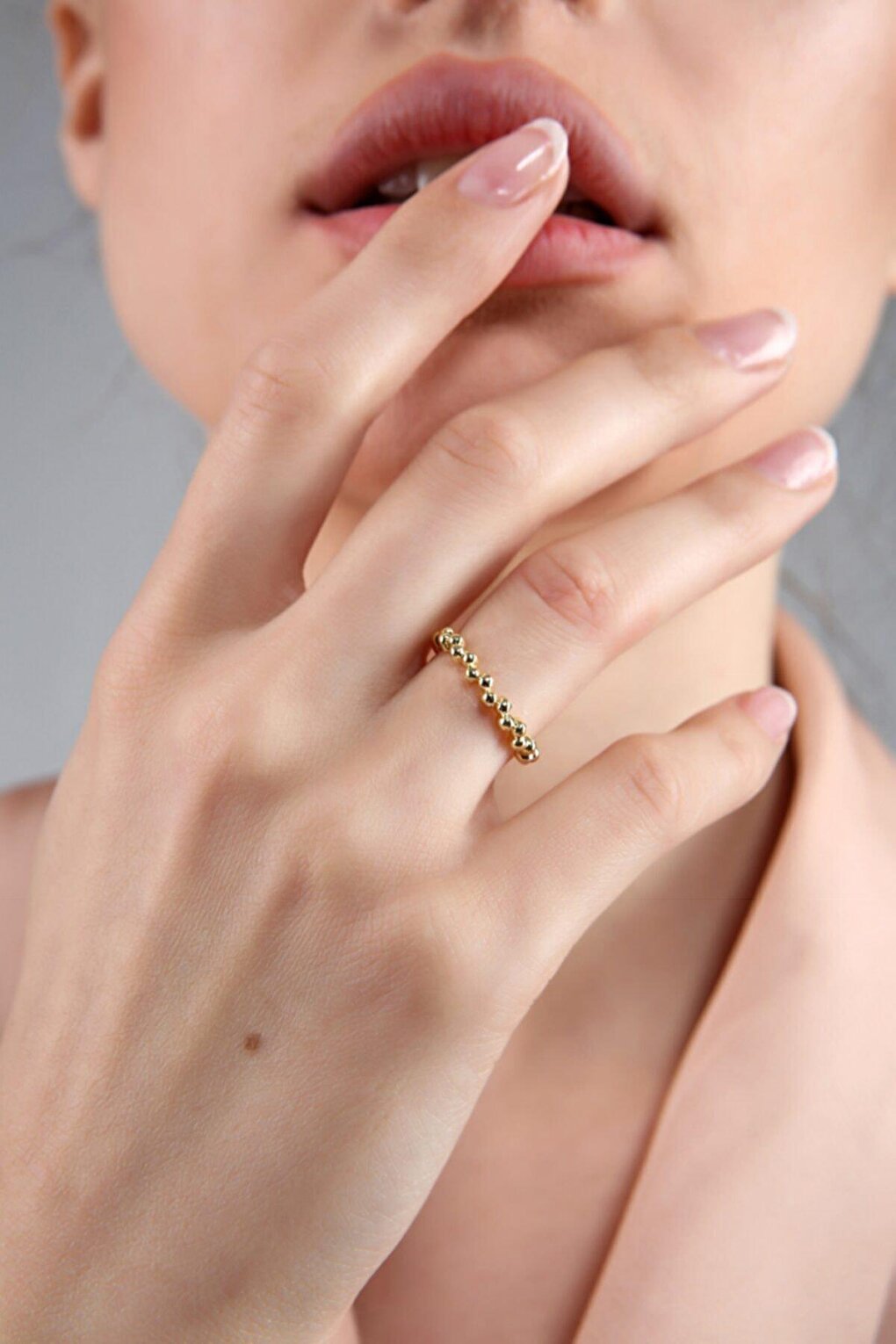 Women's Gold Plated Thin Bubble Ring