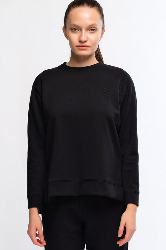 Black Women's Slit Detailed Sweatshirt - Frey