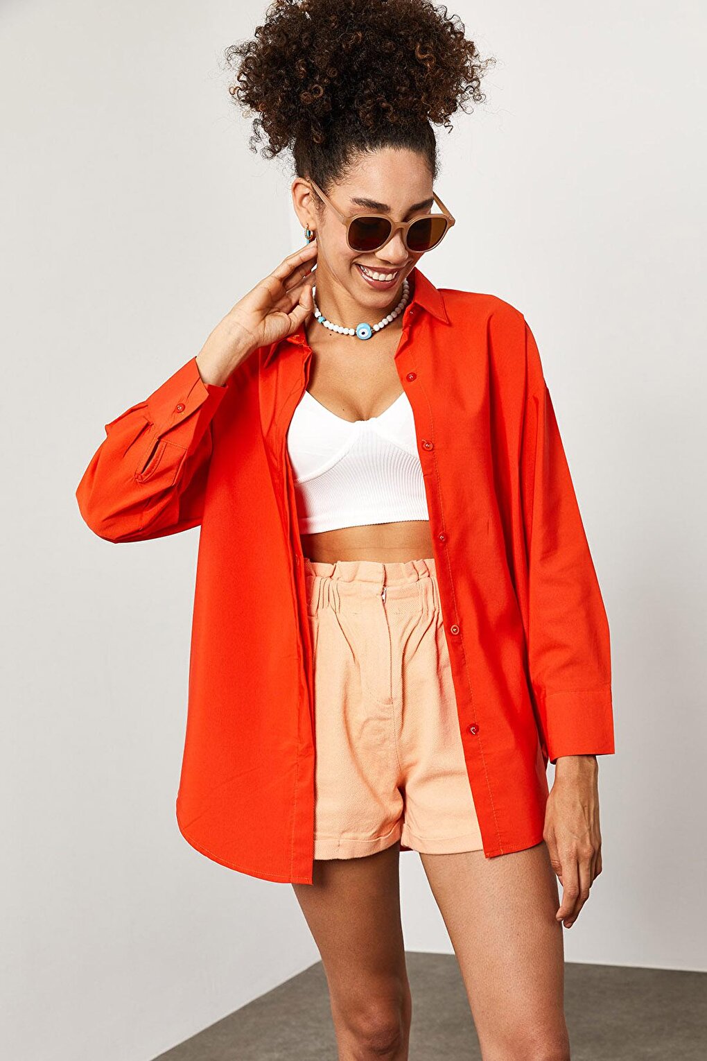 Orange Oversize Long Shirt 2KXK2-45625-11