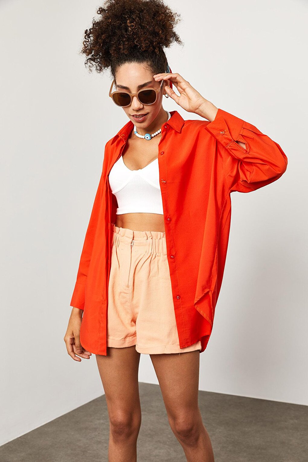 Orange Oversize Long Shirt 2KXK2-45625-11