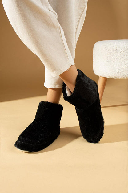 Comfortable Sole Plush Fabric Ankle Women's Home Boot CK-455-23