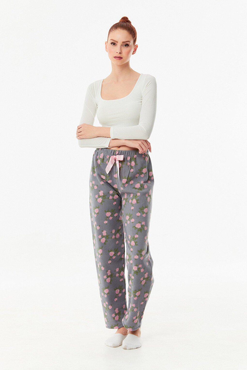 Panda Printed Pocket Fleece Pajama Bottoms