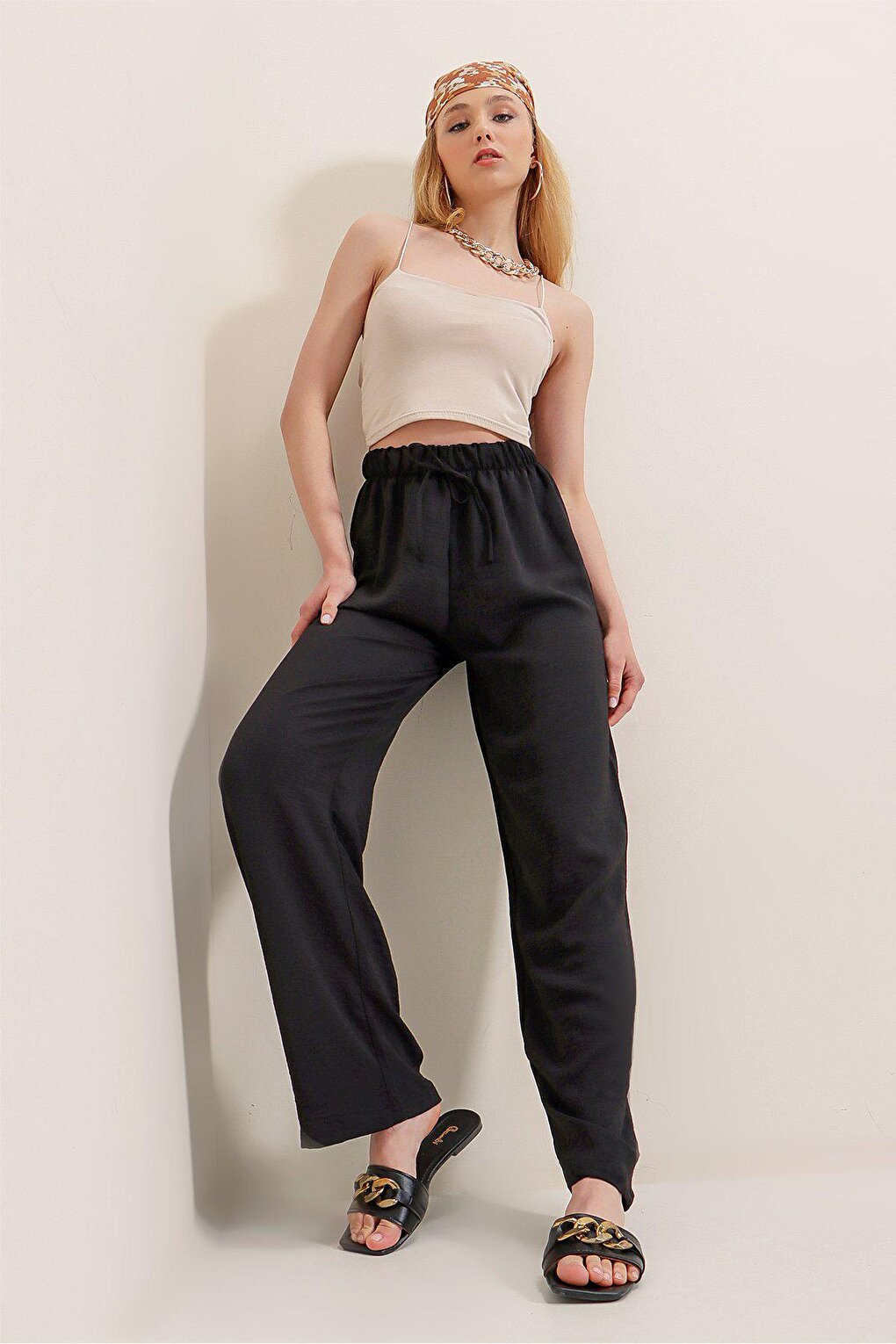 Elastic Waist Palazzo Ayrobin Trousers