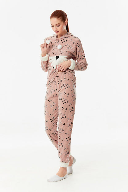 Star Printed Hooded Pajama Set