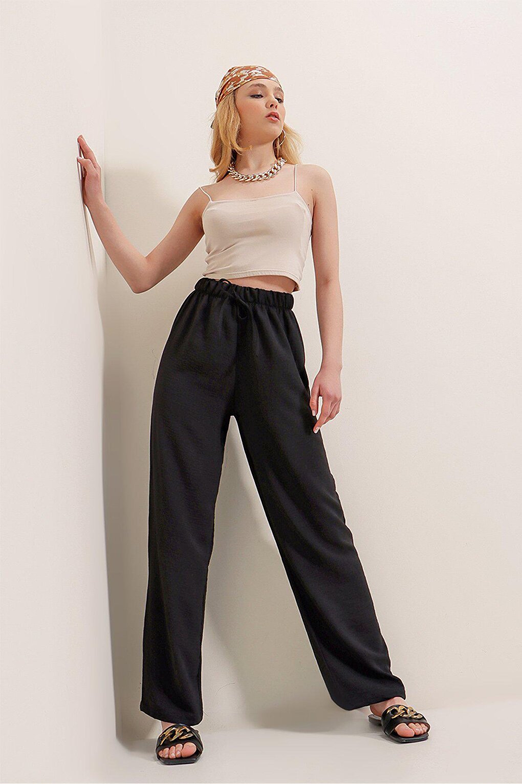 Elastic Waist Palazzo Ayrobin Trousers