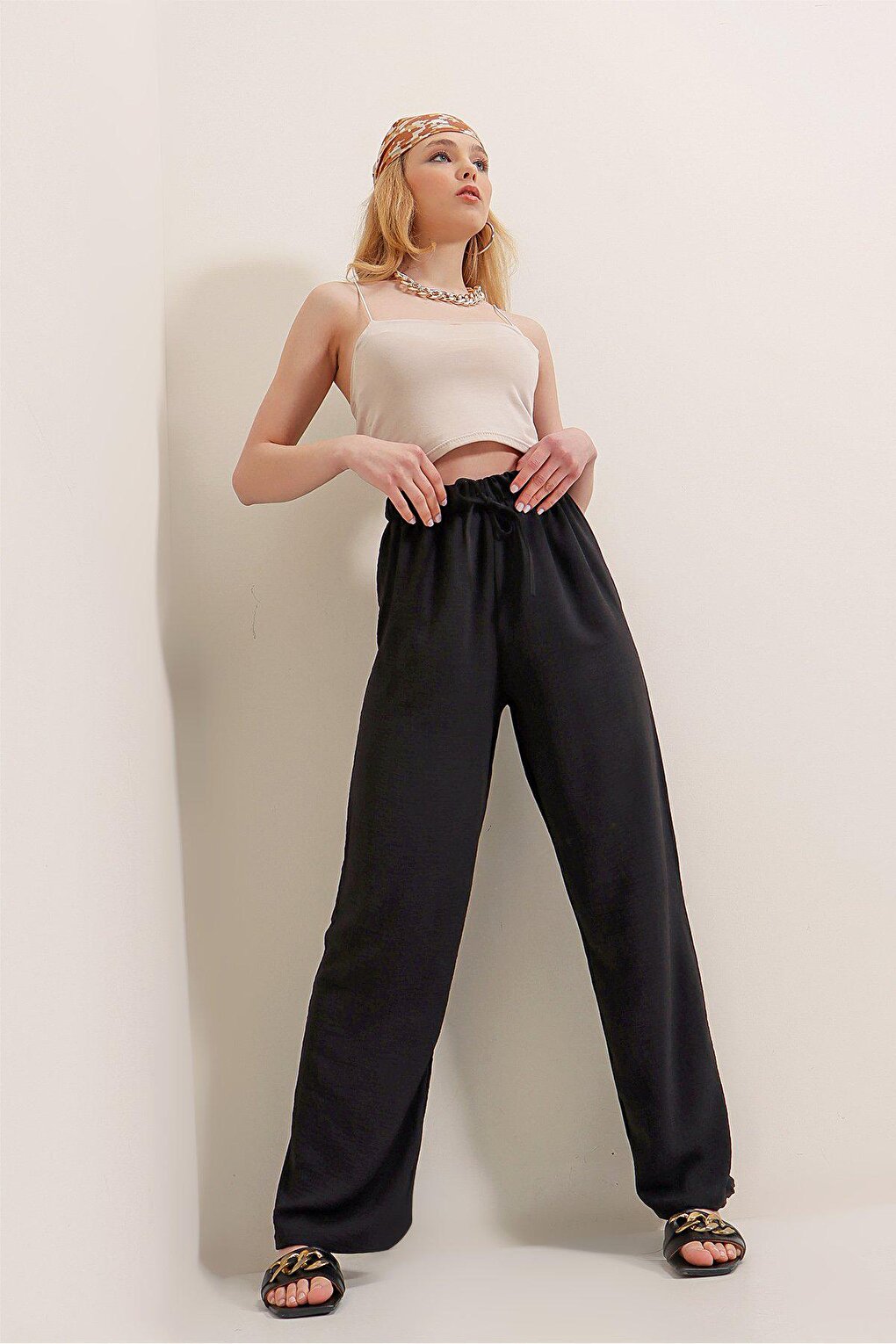 Elastic Waist Palazzo Ayrobin Trousers