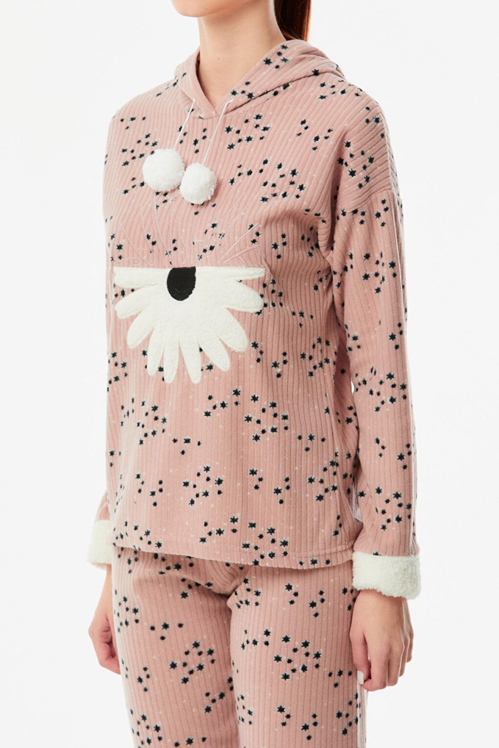 Star Printed Hooded Pajama Set