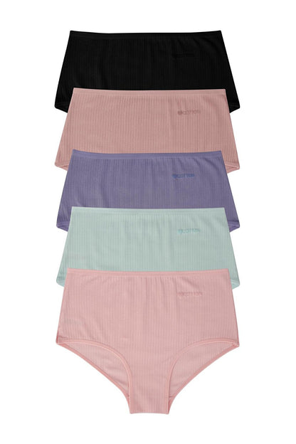 Women's High Waist Ribbed 5-Piece Panties