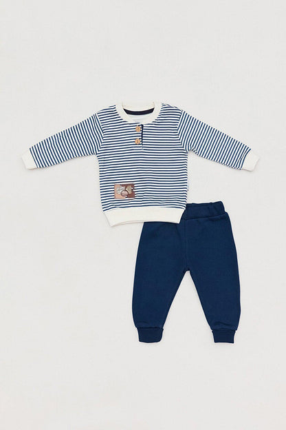 Striped Crew Neck Baby Boy Suit