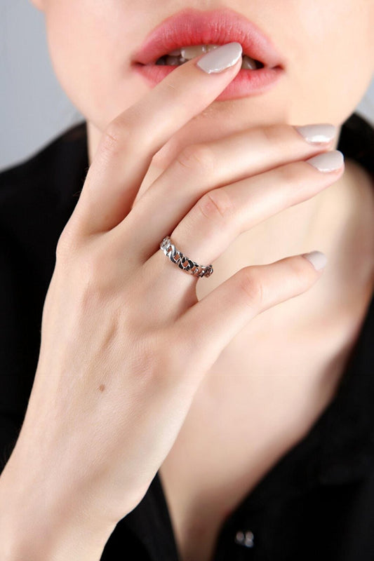 Women's Silver Plated Thin Chain Ring(adjustable)