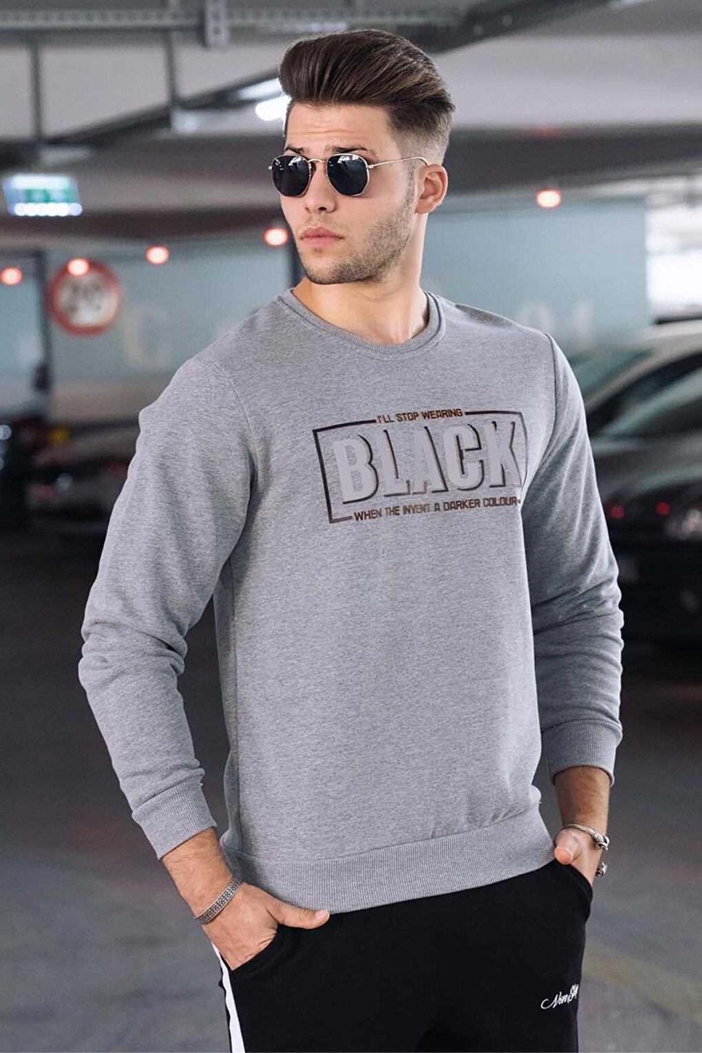 Gray Printed Men's Sweatshirt 4755