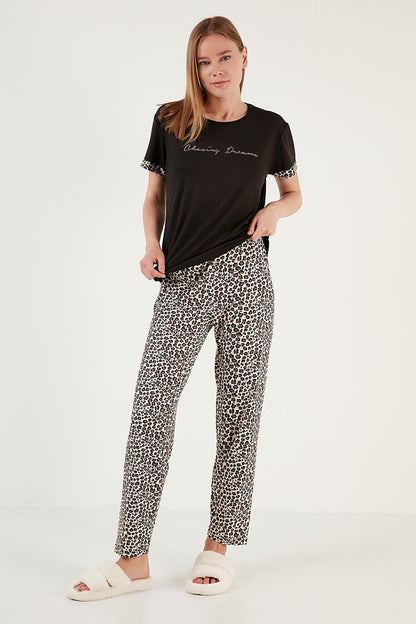 Bamboo Blend Soft Textured Crew Neck Pajama Set 6097605