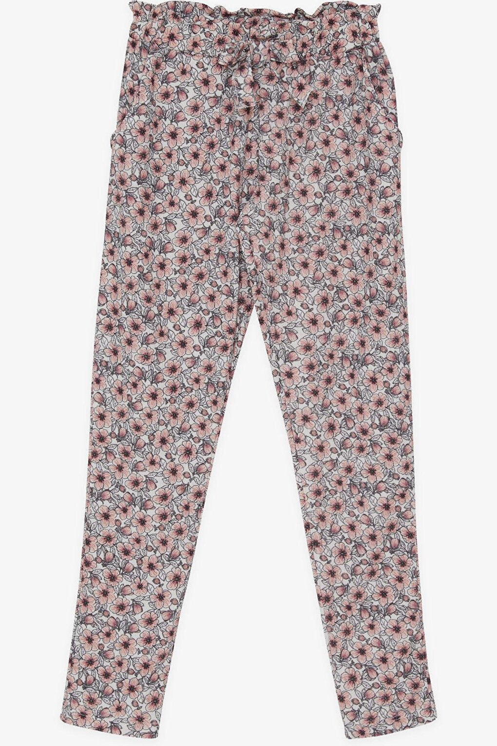 Girl's Leggings Trousers Bow Floral Ecru (Ages 8-12)