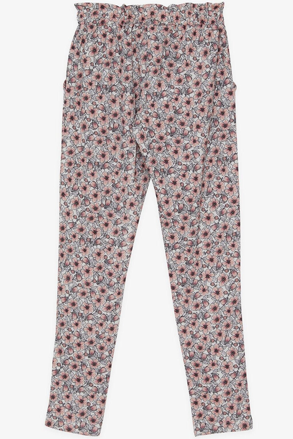 Girl's Leggings Trousers Bow Floral Ecru (Ages 8-12)