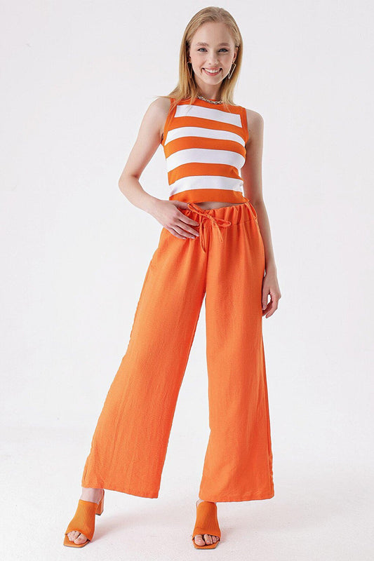 Palazzo Ayrobin Trousers with Elastic Waist