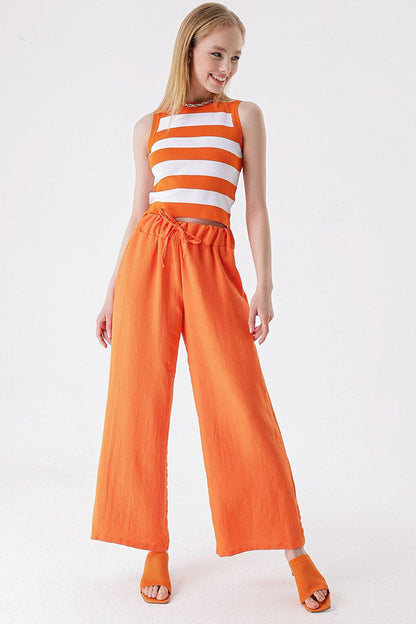 Palazzo Ayrobin Trousers with Elastic Waist