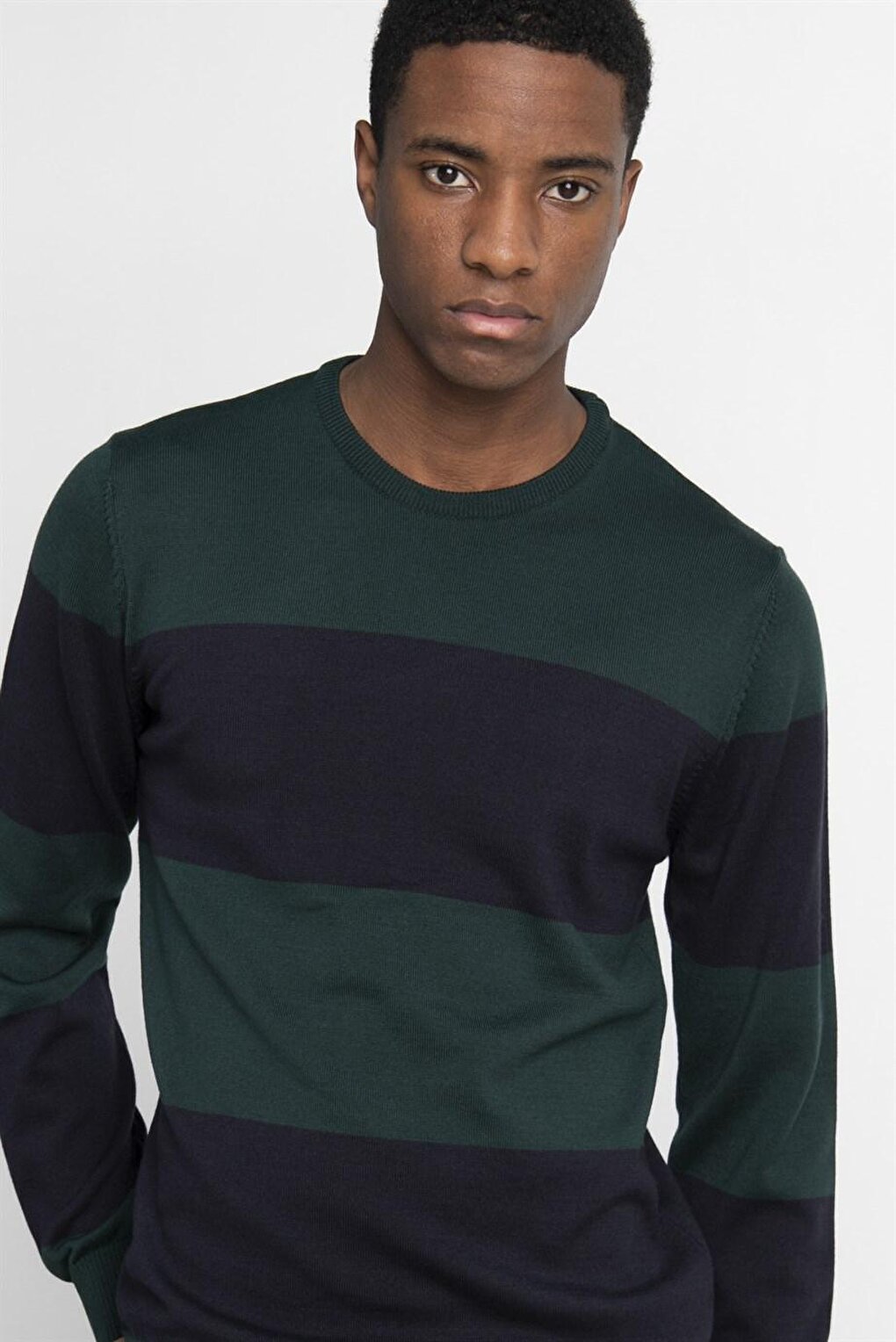 Slim Fit Narrow Cut Crew Neck Patterned Men's Colorful Sweater