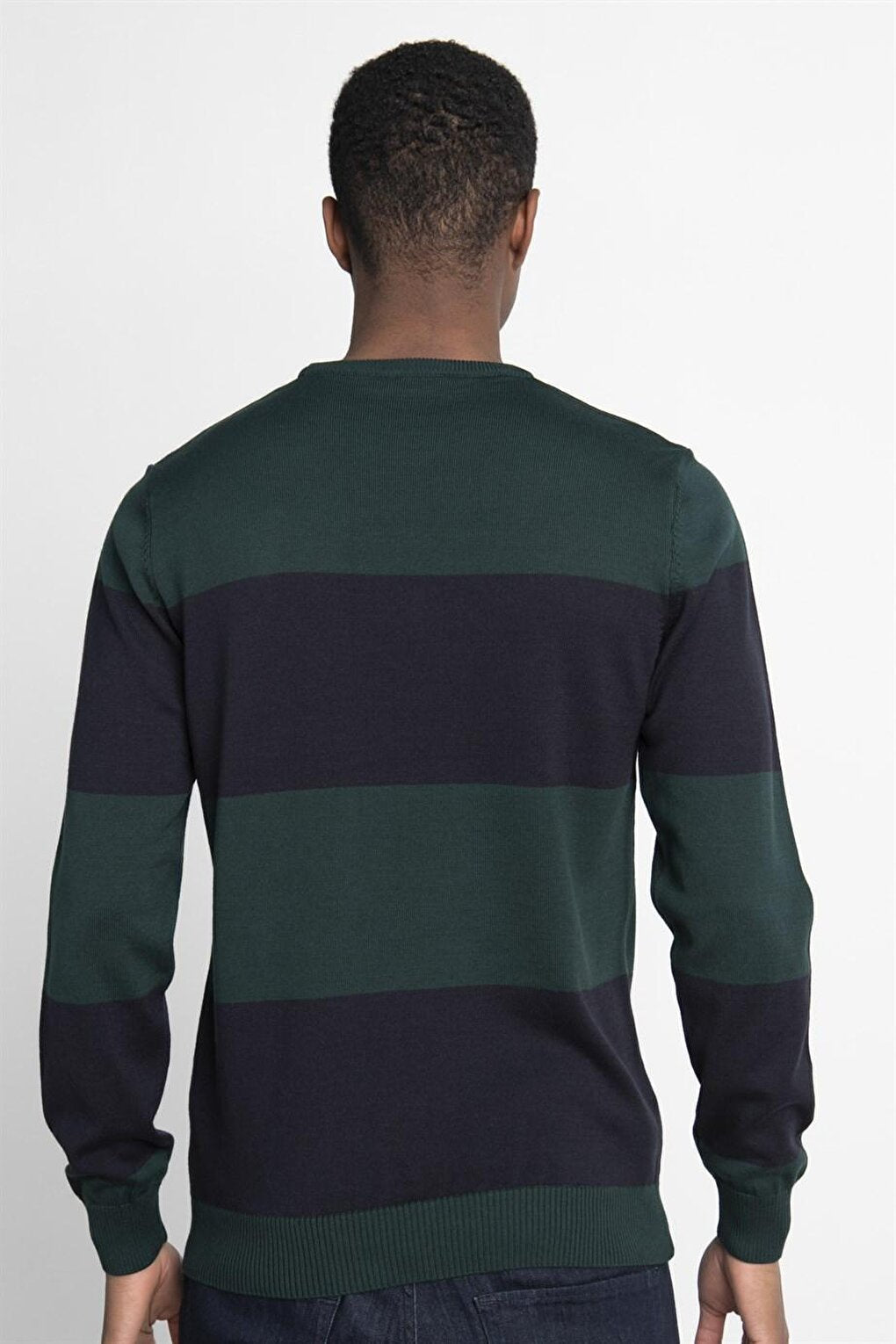 Slim Fit Narrow Cut Crew Neck Patterned Men's Colorful Sweater