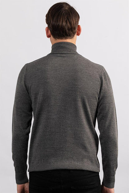 Slim Fit Full Turtle Collar Plain Wool Men's Sweater