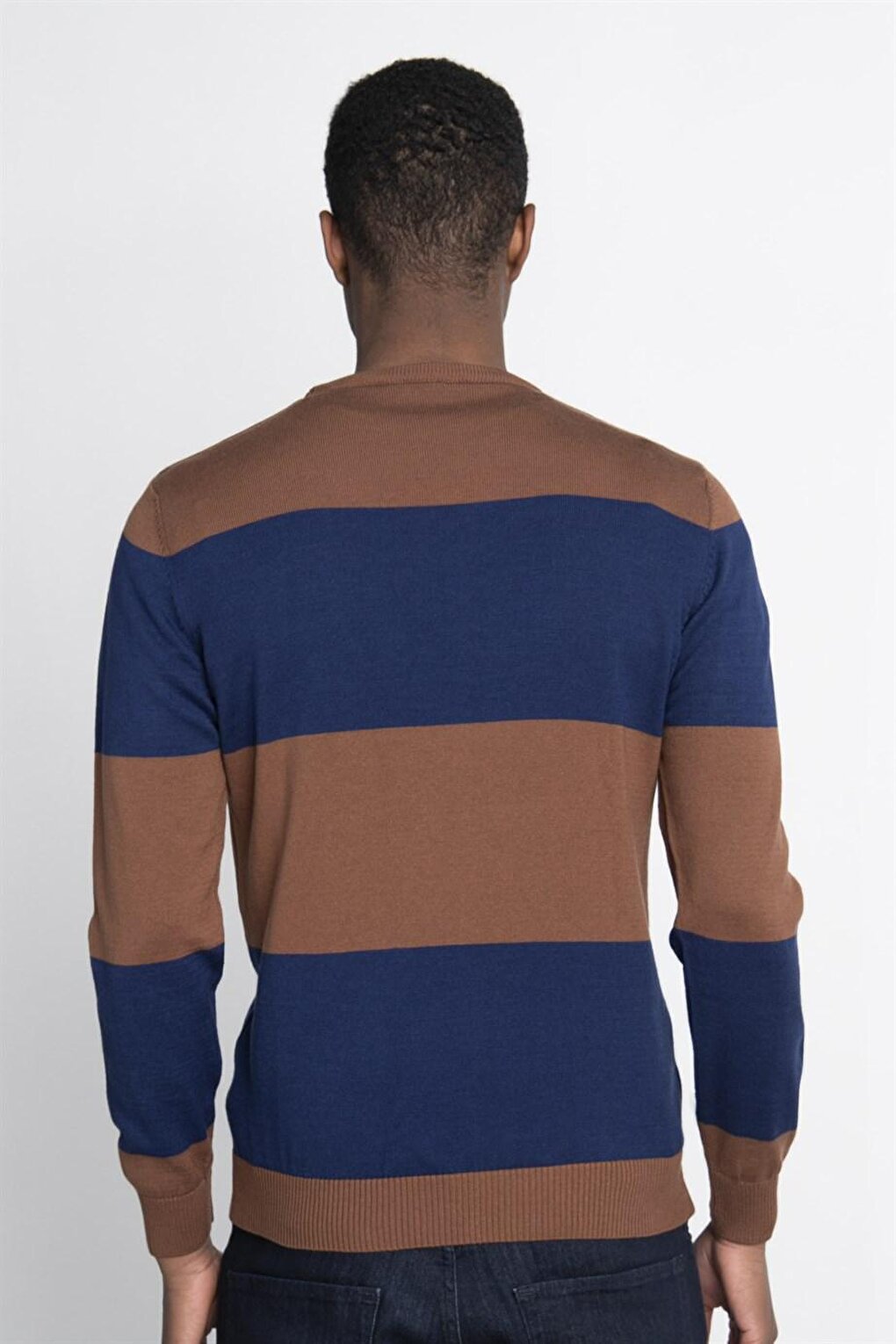 Slim Fit Narrow Cut Crew Neck Patterned Men's Colorful Sweater