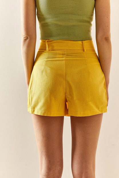 Yellow Belted Short Skirt 3YXK7-47337-10