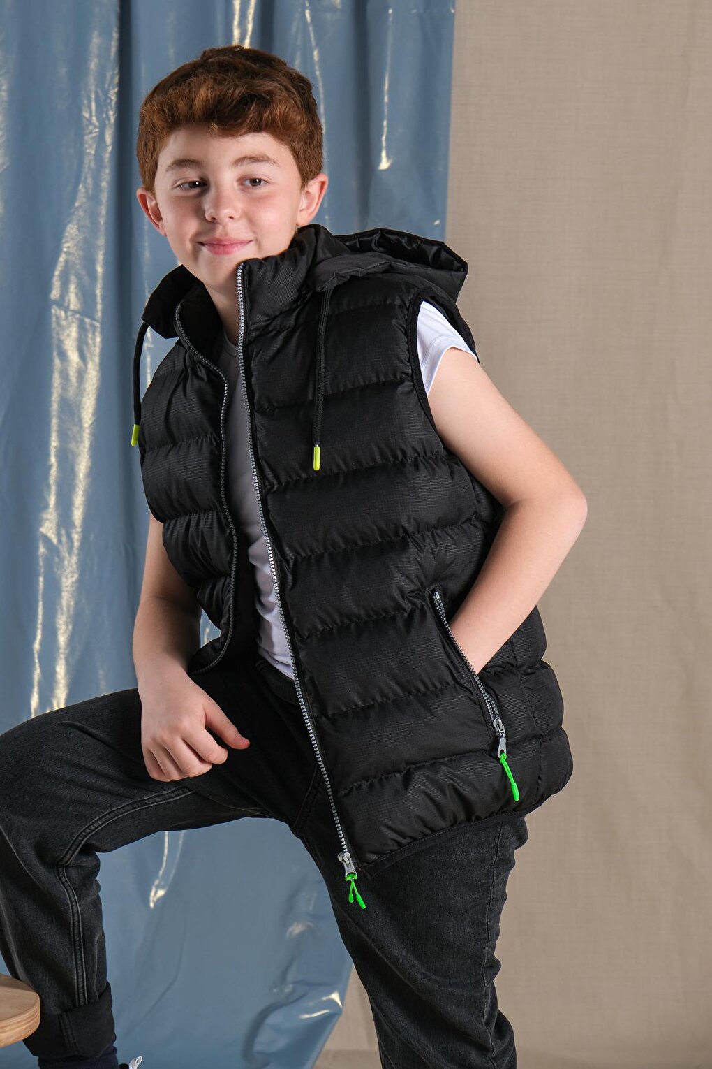 Removable Hooded Boy Puffer Vest