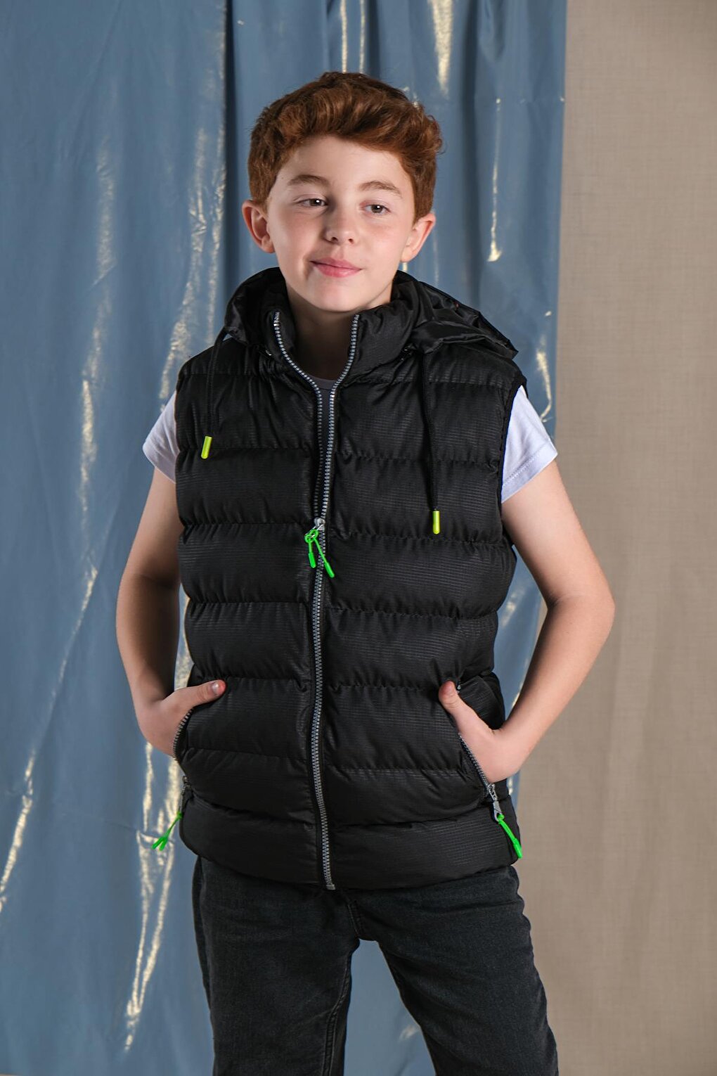 Removable Hooded Boy Puffer Vest