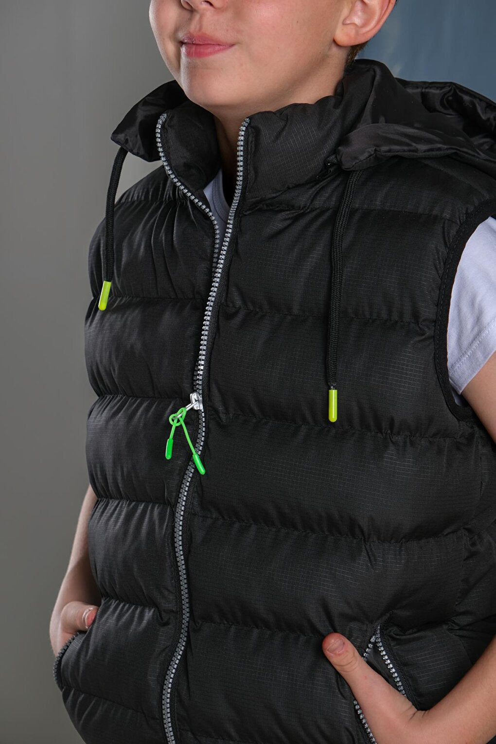 Removable Hooded Boy Puffer Vest